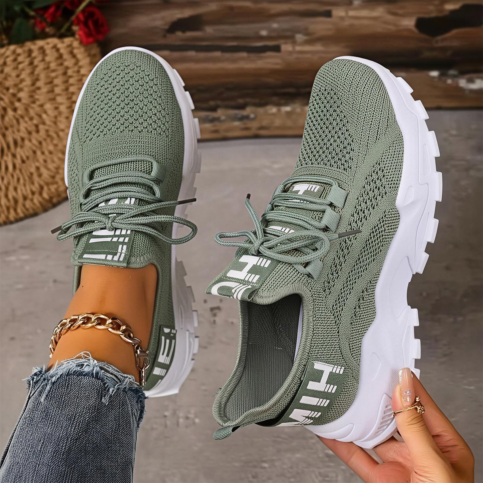 

New Women s Sneakers - Slip-On Lace-Up Lightweight Running Shoes / Breathable Cushioned PU Sole, Suitable for Outdoor Vacation and Daily Sports 36