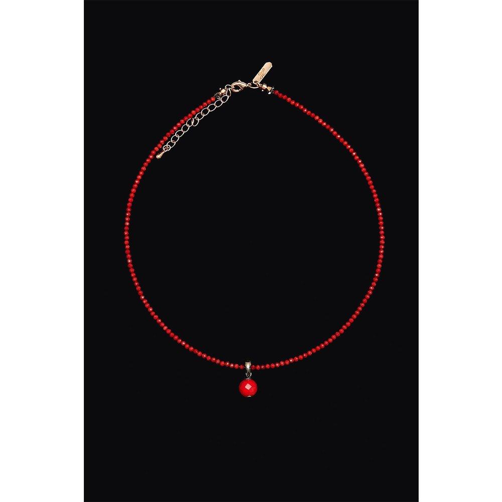 [Hazina] 2Mm Red Coral Necklace - Red Coral