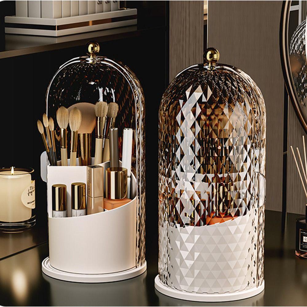 Dustproof Birdcage Makeup Brush Holder 360° Rotating Make Up Brush Bucket Eyebrow Pencil