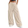 Womens Wide Leg Corduroy Cargo Sweatpants with Pockets