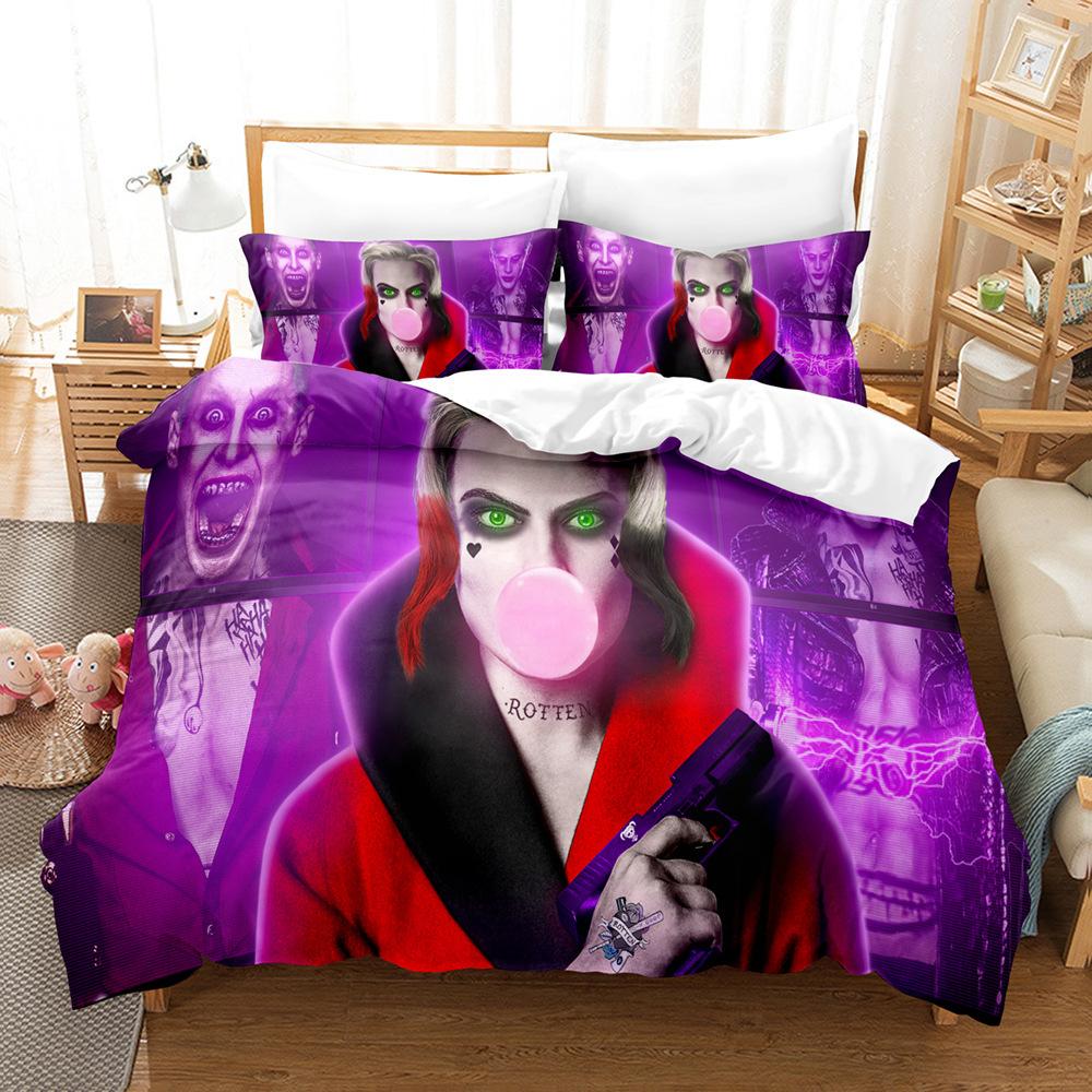 Animated film H-Harley Quinn Bedding SetJoker Duvet Cover Pillowcase 2/3pcs Adult Boy Girl Bedroom Decoration Single/Double