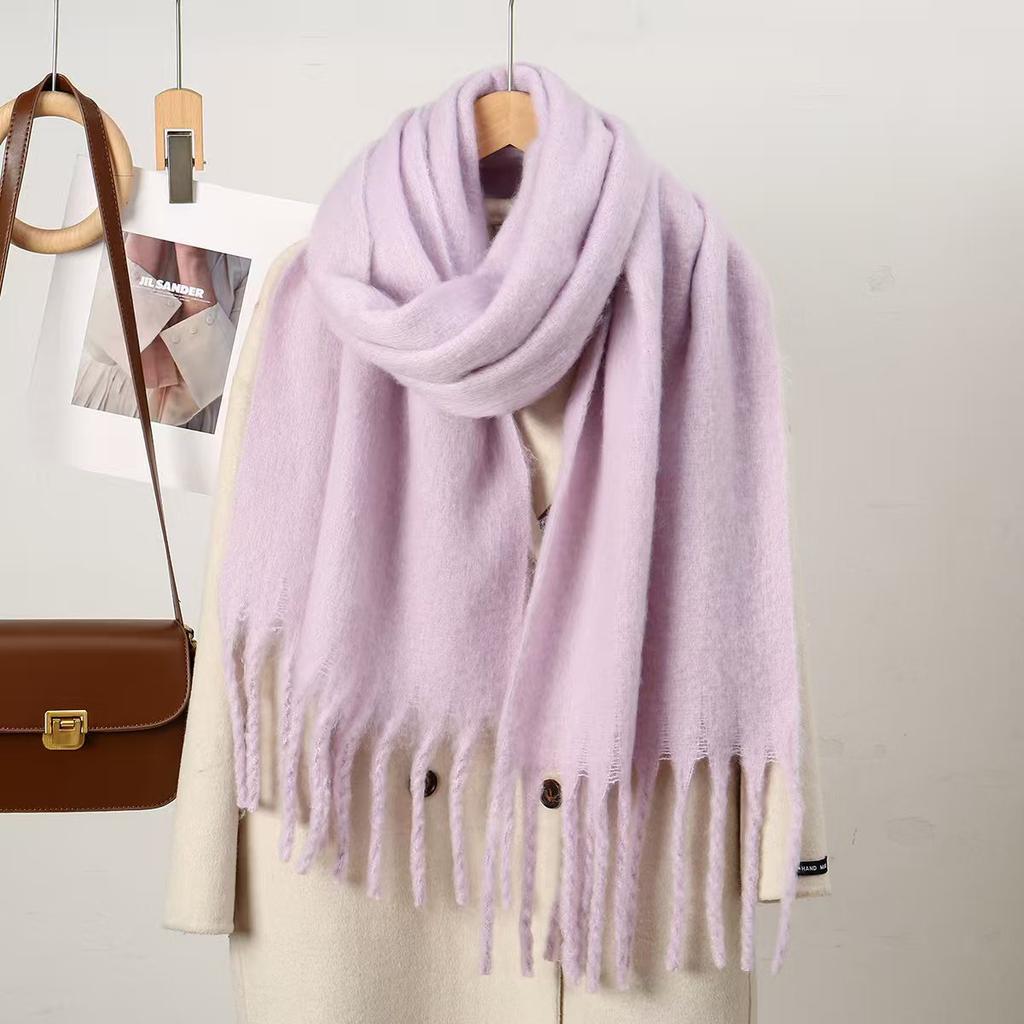 Winter Solid Color Tassels Cashmere Scarf Keep Warm Woman Pashmina Shawl Ladies Fashion Long Scarves Wraps  210*30Cm