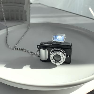 Camera Necklace Women's Niche Design Sweater Chain High-end Simple and Versatile Men's Tide Decorative Chain Accessories Titanium Steel Chain