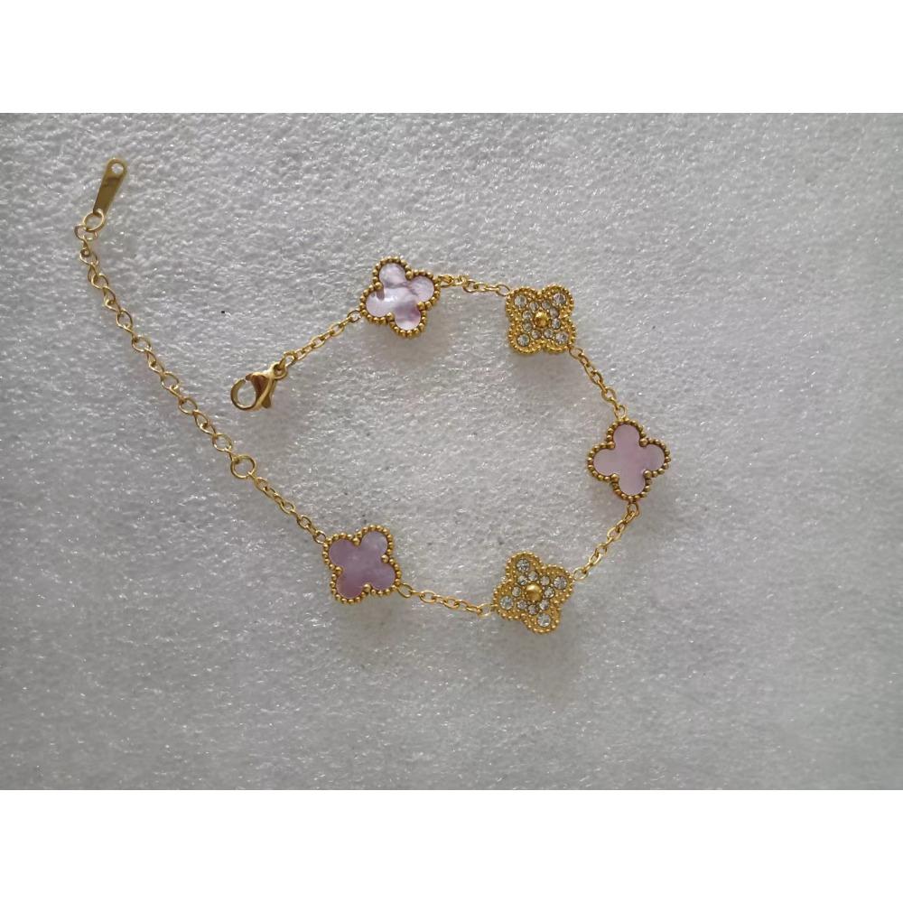 9mm Mini Version of The Lucky Four-leaf Clover Bracelet Double-sided Mother-of-pearl Radium Flower 18K Hundred Fashion Bracelet