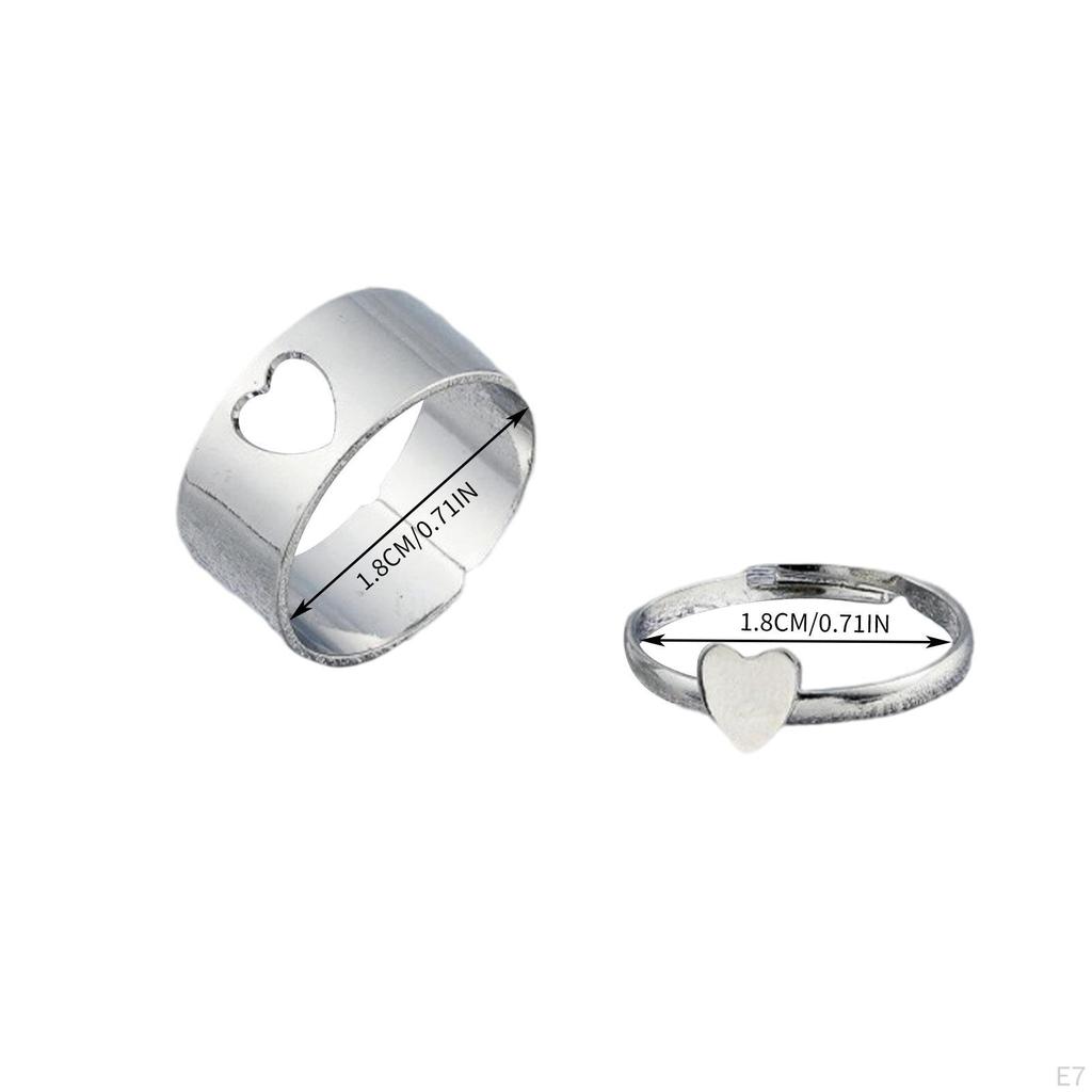 Fashion Hollow Matching Rings Set for Teen Girls Mens Engagement Adjustable Open Punk Jewelry
