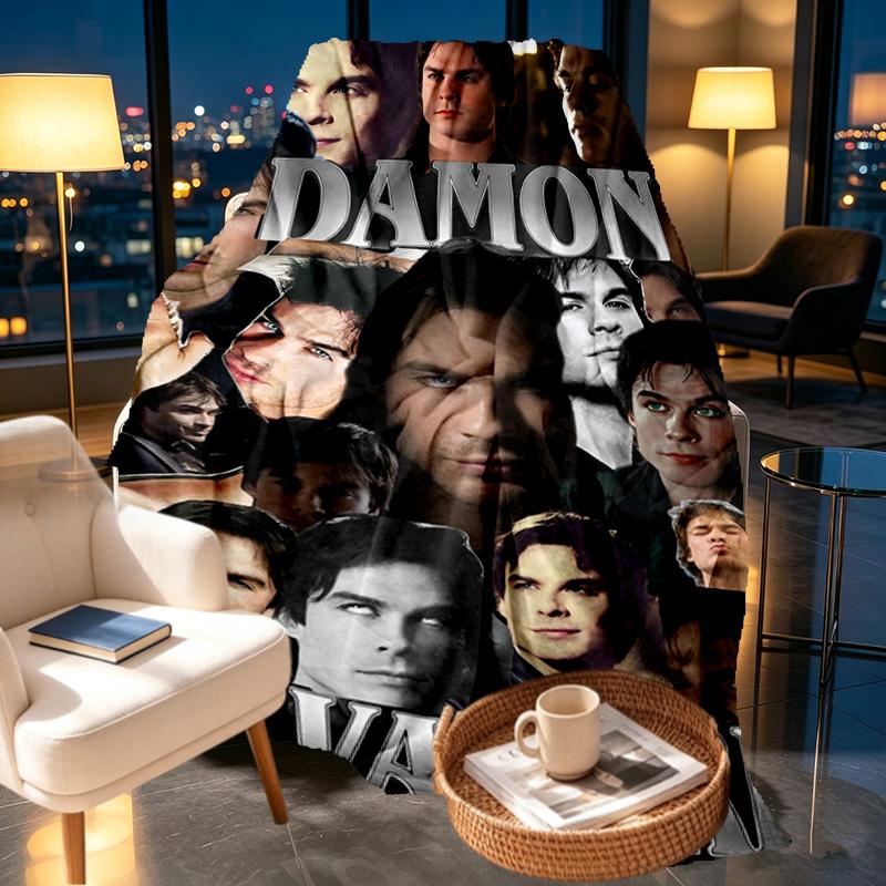 Damon Salvatore Print Blanket - Soft & Comfortable, for Bedroom, Travel, Sofa, Home Decoration - Birthday Christmas Gift for Friend