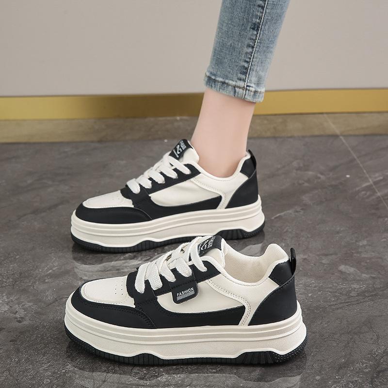 Platform white shoes women's versatile spring and autumn muffin 2025 summer breathable mesh new popular casual sports board shoes