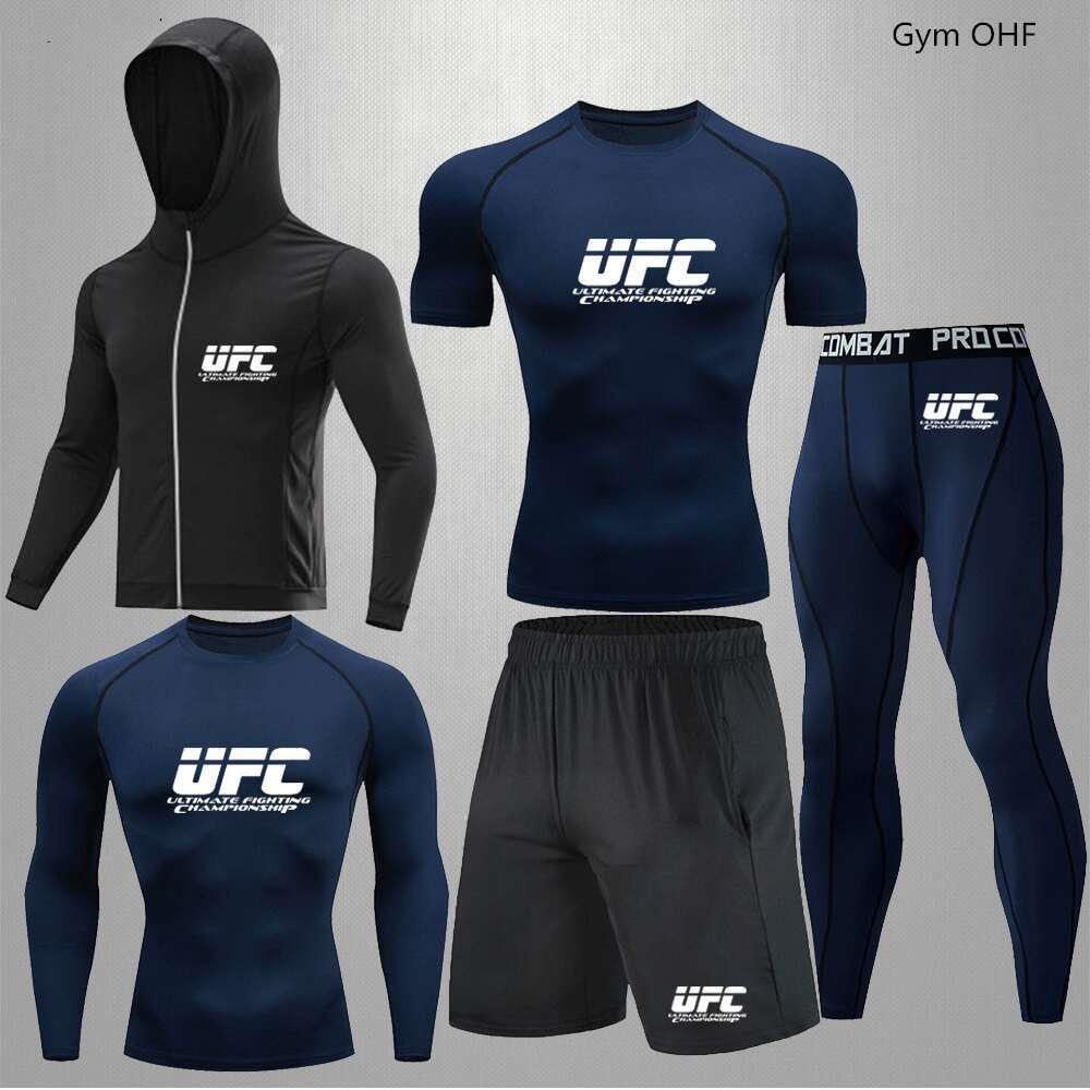 Herren 5-teiliges Cross-Training Kompressionsset - Hohe Elastizität, Schnelltrocknend, Atmungsaktiv für Boxen, Fitness, Laufen & UFC