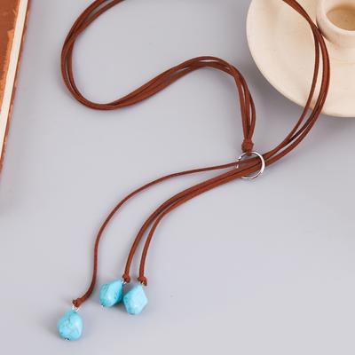 Women Commuter Turquoise Pendant 1PC Sweater Chain Gifts Long Jewelry Vintage Bohemian Fashion Necklace Festival Jewelry
