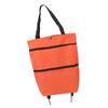 Einkaufswagen Faltbare Tasche Große Kapazität Reißverschlussdesign Oxford-Gewebe mit Rad für Camping Orange