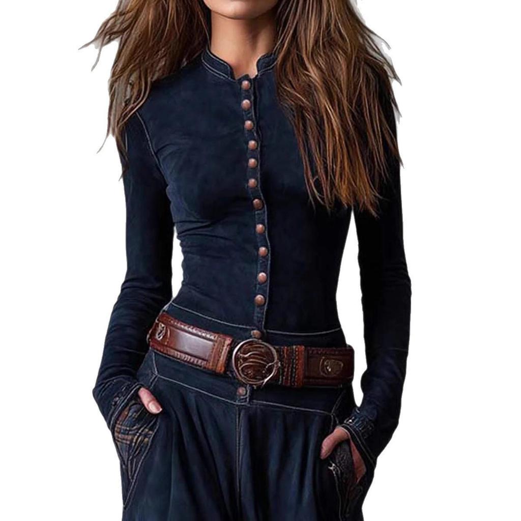 Retro Suede Plaid Patchwork Dress with Pockets, Buttons, and Belt - 2025 Edition