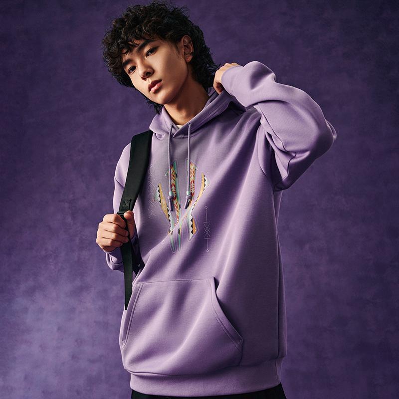 Men's ANTA KAI Sweatshirts Unisex Plum Blossom Purple-4 Hooded (Non-detachable) Moderate