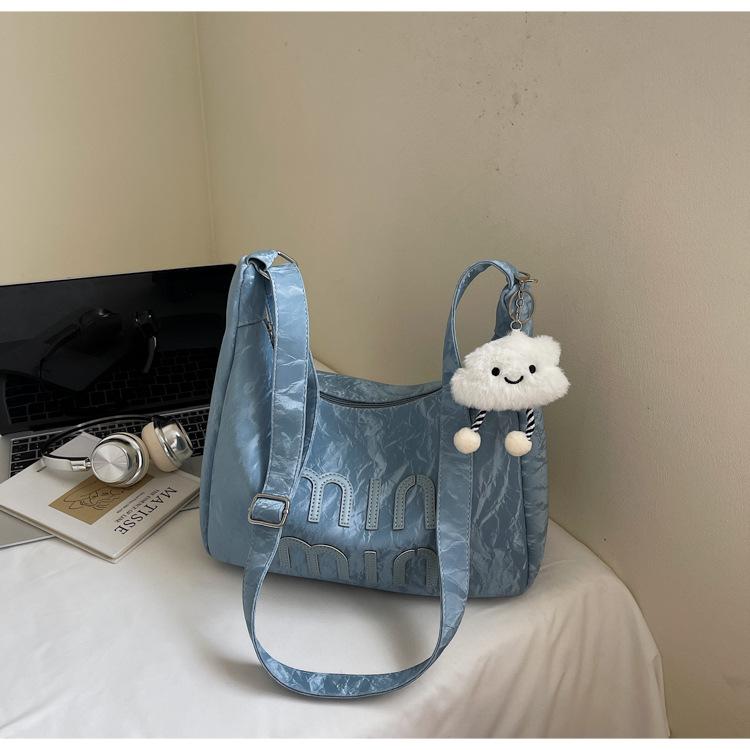 

Винтажная сумка-тоут с надписью женская 2025 новая популярная вместительная сумка на плечо повседневная модная сумка-мессенджер для поездок на работу синий