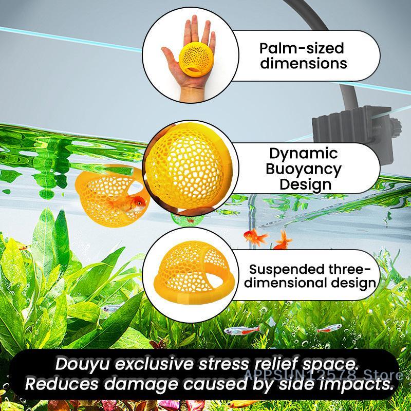 1Pcs Fish Hideaway Shelter 3-in-1 Hammock Feeding Ring and Resting Spot Betta Fish Small Aquatic Pet Aquarium Floating Cave