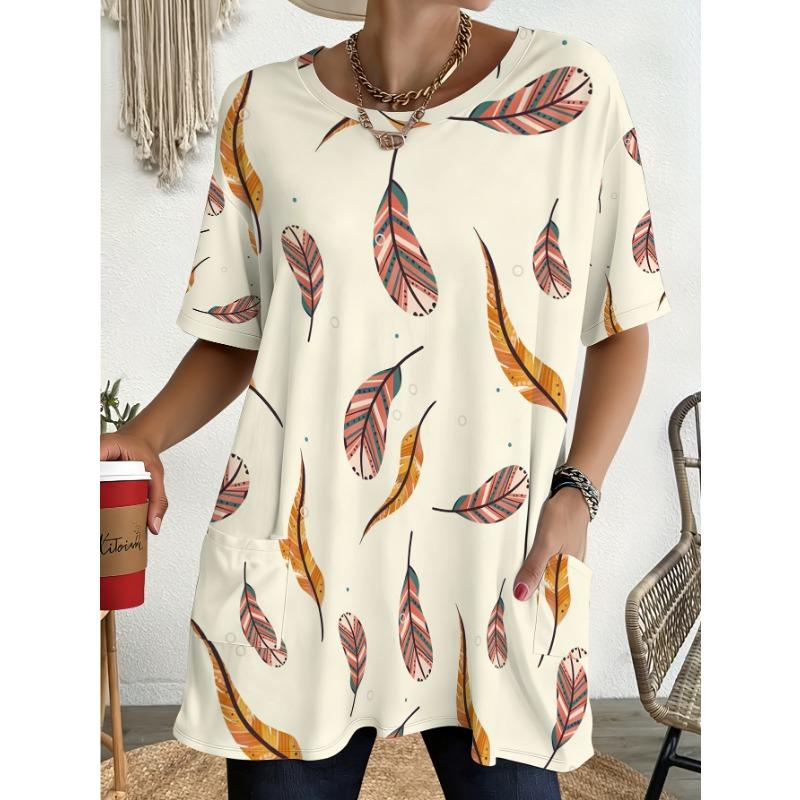 Damen-T-Shirt mit A, Inklusive einer Tasche, Perfekt für den täglichen Gebrauch, Strandurlaube, Lässige Treffen und Einkaufsbummel,