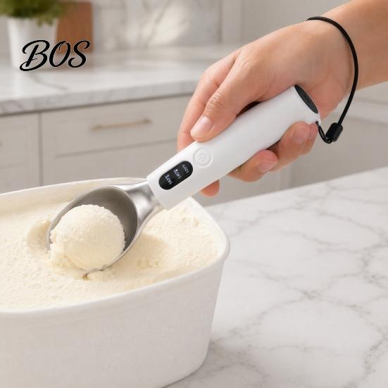 Yogurt Scooper Rechargeable Heated Ice Cream Scoop, Electric with 3-Level Heat, Party Dessert Serving Tool LED Display, 2000mAh Battery for