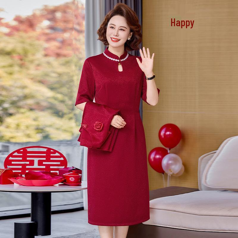 

Spring Wedding Banquet Dress Suit for Middle-Aged and Elderly Women: Ideal Outerwear for Mother s Wedding Ceremony 5XL for 145-160 lbs