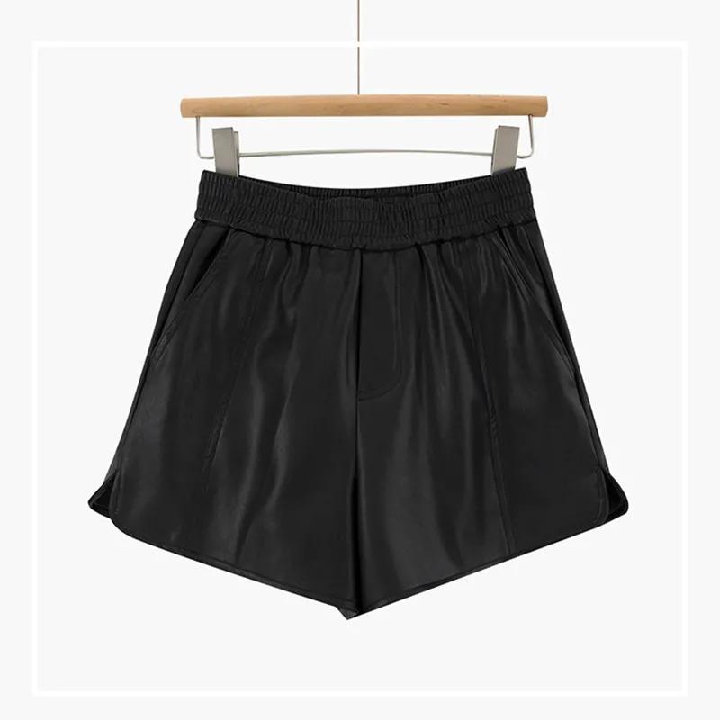 Women Black High Waist A Line Shorts Elastic Waist Casual Summer Pants S