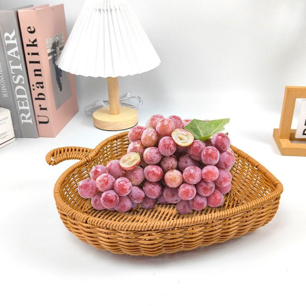 Heart Shape Wicker Serving Tray Artificial Rattan Artificial Rattan Basket Bread Storage