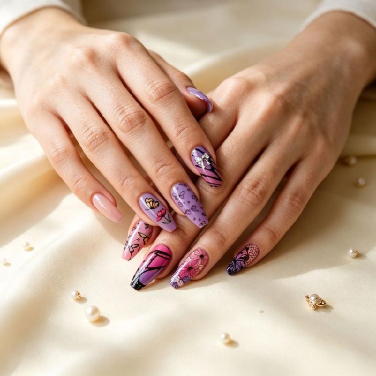 Home Manicure Nail Stamping Plate with Etched Metal Nail Art Templates, Reusable Nail Art Tool for Precise Pattern Transfer