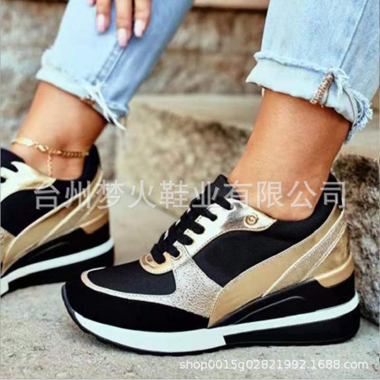 

Осень и зима новая вискозная обувь сочетание цветов осень низкий верх повседневные черные с круглым носком женские туфли 43 золотой