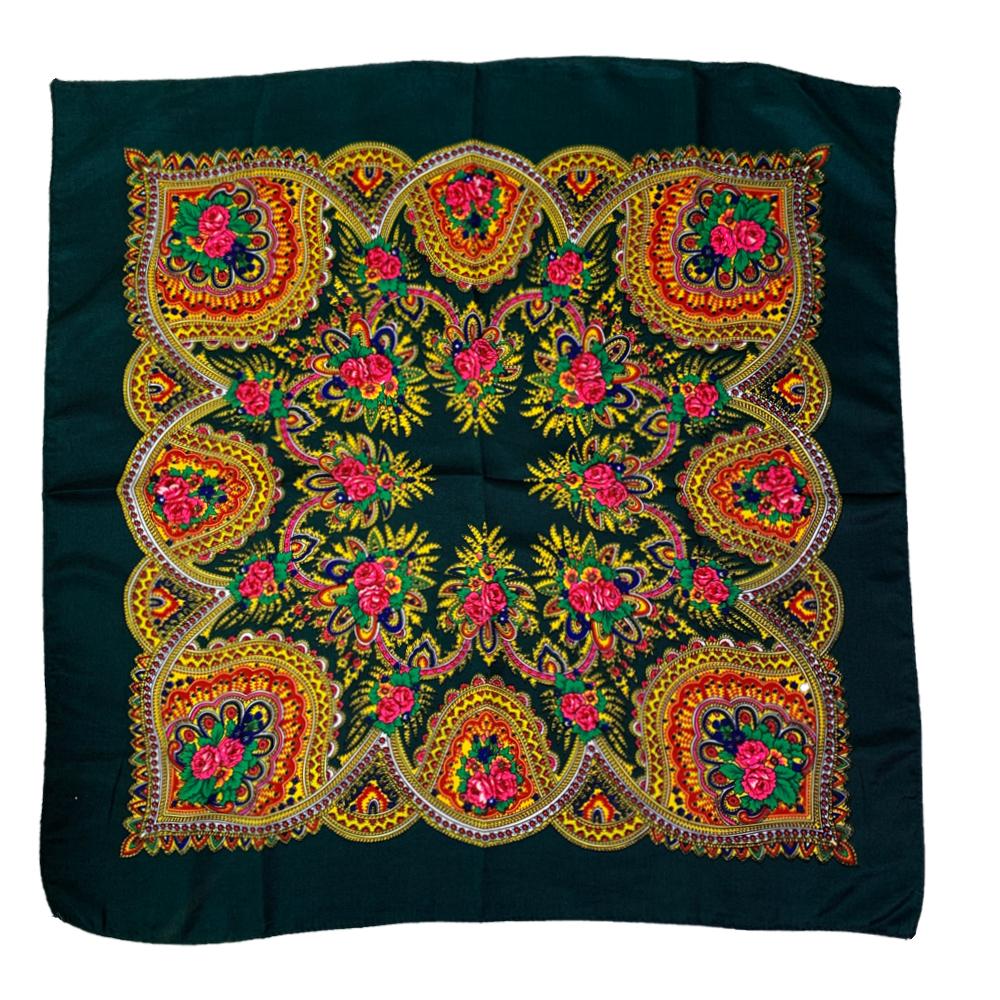 70*70cm Russian Square Scarf Women Luxury Floral Print Bandana Shawl Female Headband Scarves Babushka Head Wraps