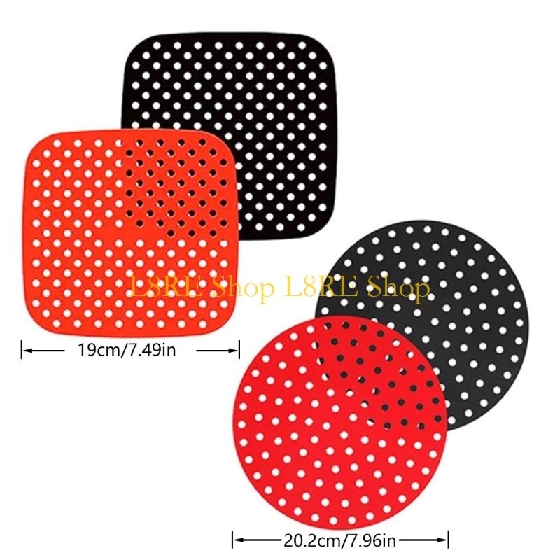 L8RE 2Pcs Reusable Silicone Air Frying Machine Liner Mat Nonstick Steamer Pad Baking Inner
