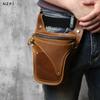 NZPJ Vintage Genuine Leather Men's Waist Bag Natural Cowhide Outdoor Motorcycle Men's Bag Crazy Horse Leather Mobile Phone Bag