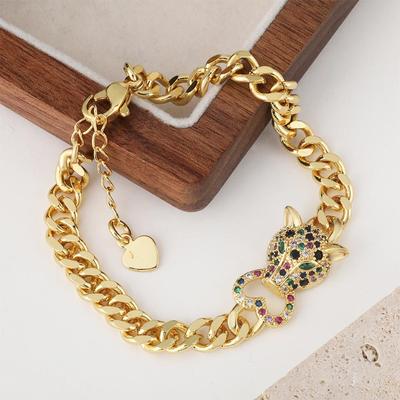 European and American New Leopard Head Love Pendant Bracelet Hip Hop Bracelet