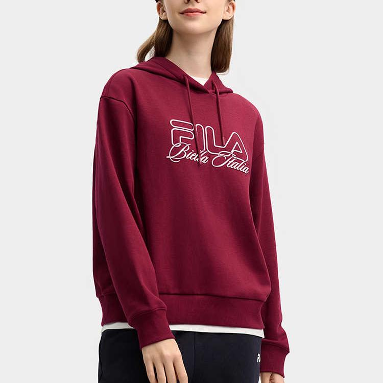 FILA Original Letter Print Comfortable Casual Versatile Hoodie Women hoodies Rose-Red F11W519207F-WI