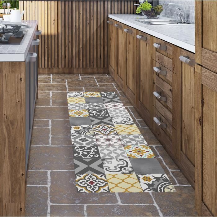 Storplanet vinylový koberec PVC Recyklovatelný Croma Patch šedý a jantarový 60 x 200 cm