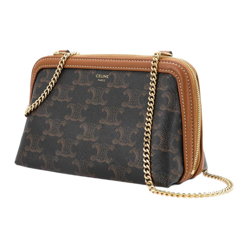 Celine Cuir Triomphe Monogram Classic Print Shoulder Bag Women Shoulder Bag Brown 10E382CBX-04LU