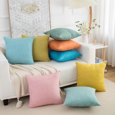 For Cross-border Linen Guarantee Nordic Ins Style Home Thickened Square Solid Color Pillow Cases for Sofa and Car Use