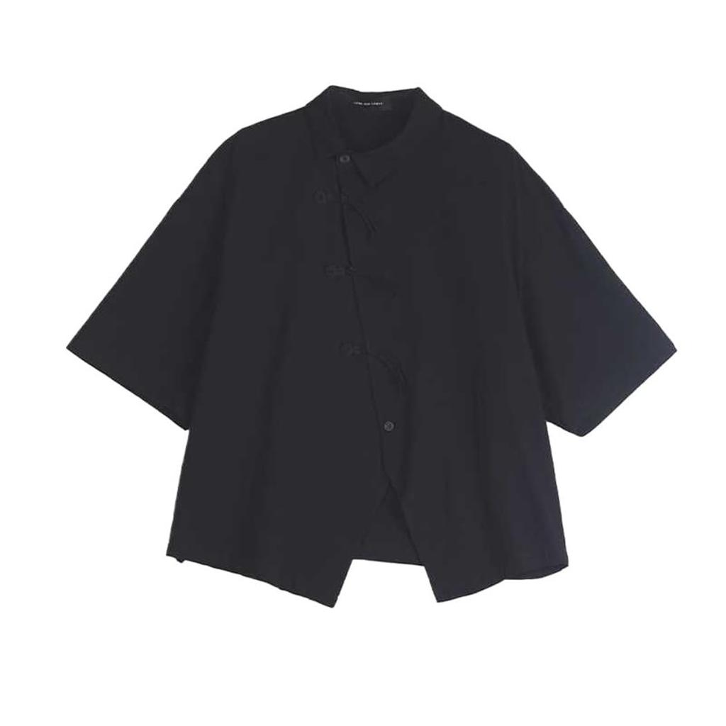 Short Chinese Summer Short Chinese Shirt Chinese Body Summer [Moufokyou] Women's Shirt, Sleeve, Button, Top, Sleeve, Style, Blouse, Commuting, Casual,