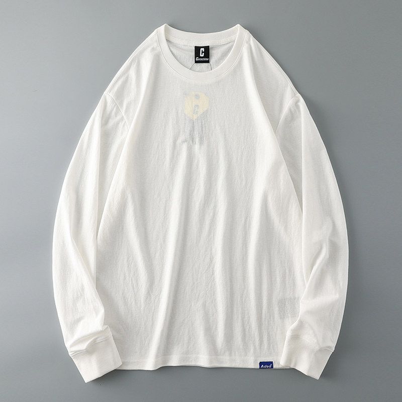 Trendy Cuprammonuium Long Sleeves Thin Export Export T-Shirt White XL