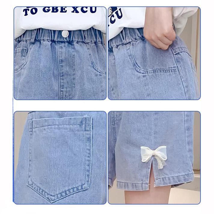 Children's Girls Bow Denim Short Korean Children's Summer Fashion Children's Casual Pants Outdoor
