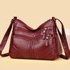 Korean Style Multi-Layer Soft Leather Crossbody Bag for Women - 2025 Large Capacity, Versatile Single Shoulder Bag for Moms
