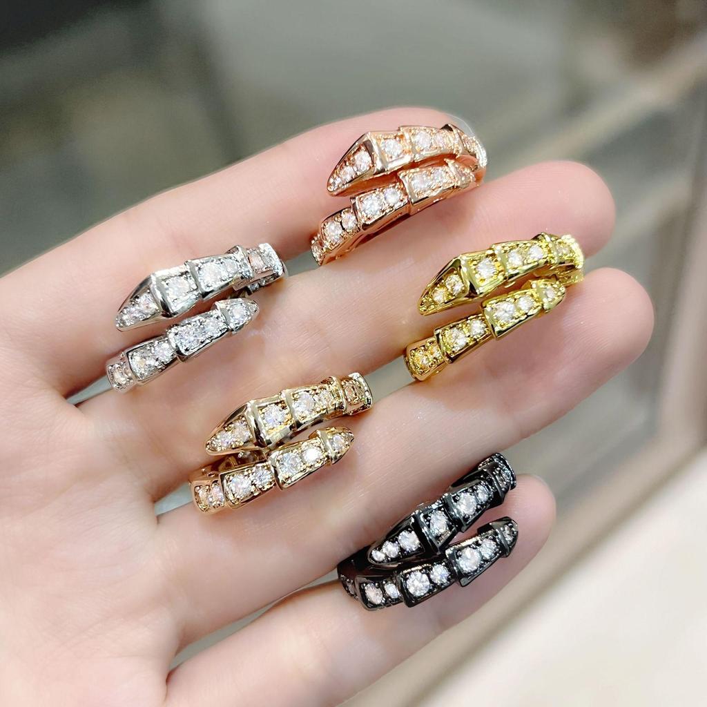 Platinum-Plated Open Bamboo Joint Zircon Knuckle Ring