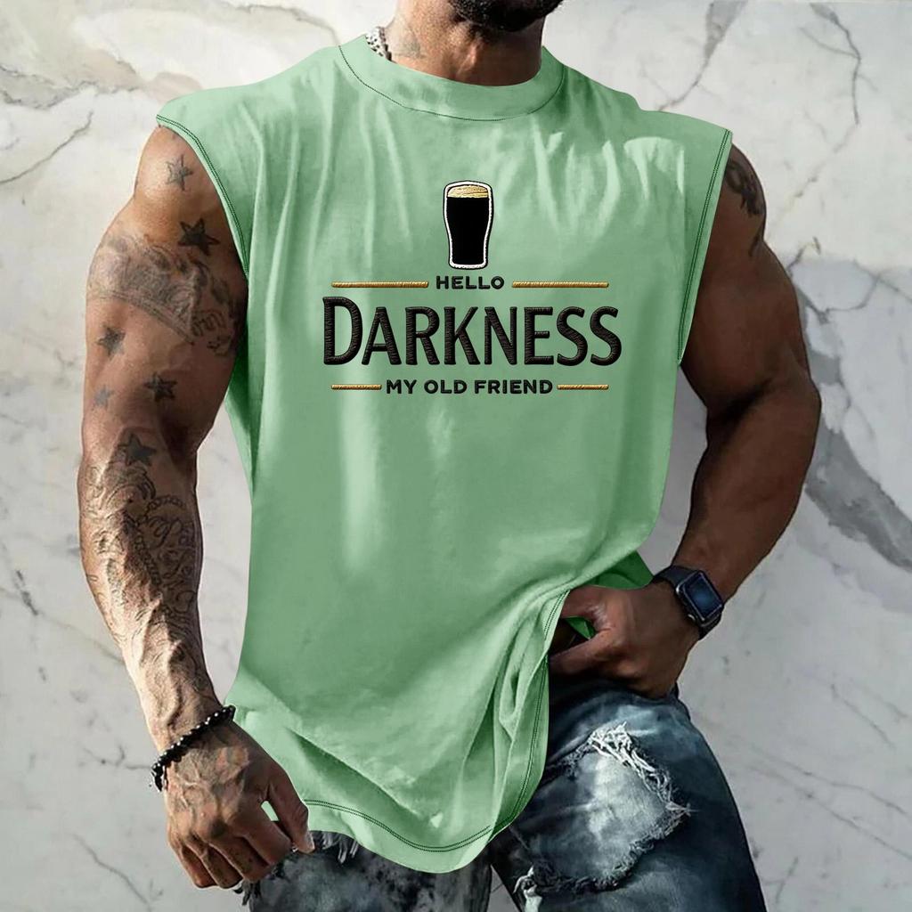 Men Sleeveless Tank Top Muscle Shirt with Beer Graphic Print Casual Summer Vest Lightweight Cotton Blend Comfortable Fit