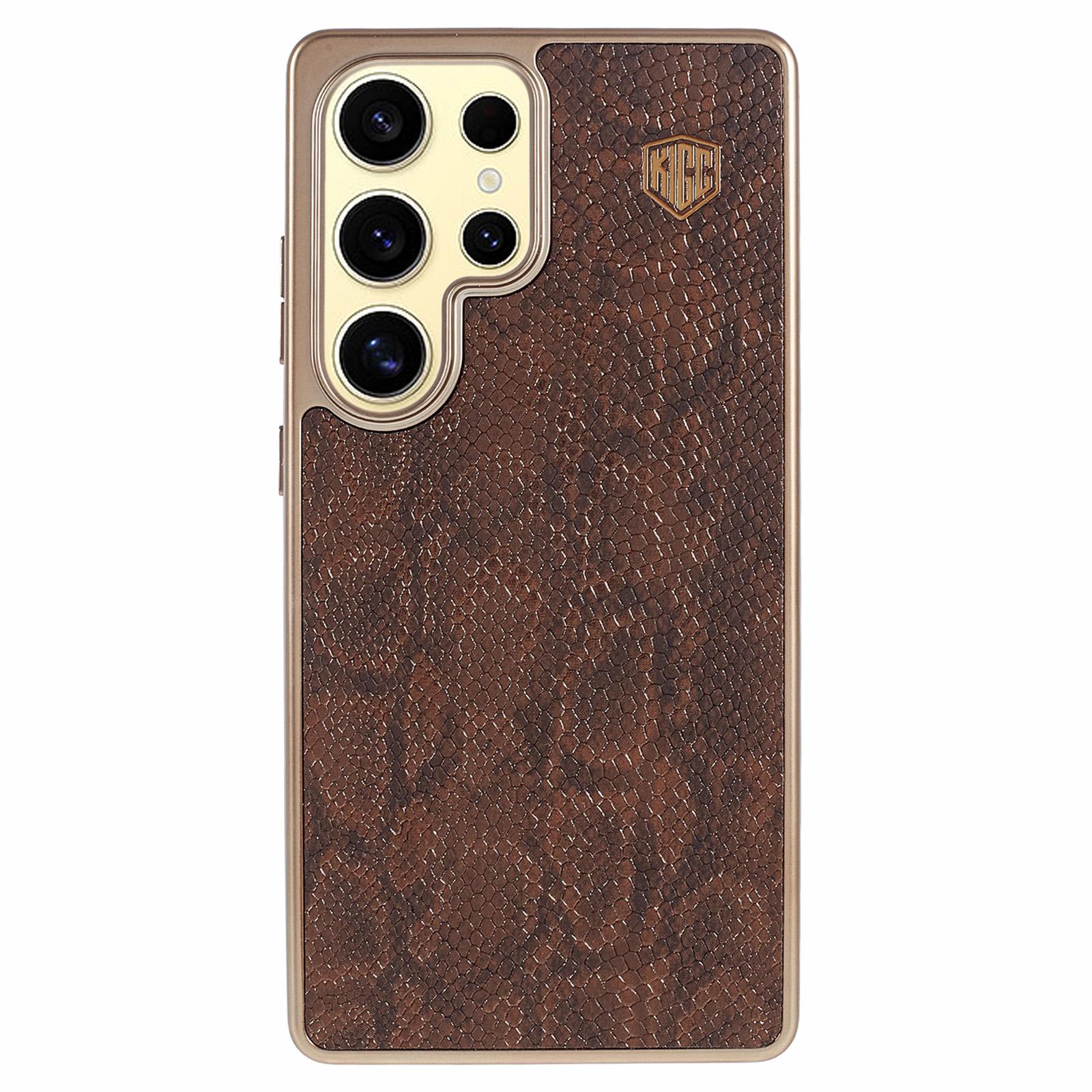 

KIGC For Samsung Galaxy S25 Ultra Case Compatible with MagSafe Hybrid Phone Back Cover Snake Texture Titanium Gold