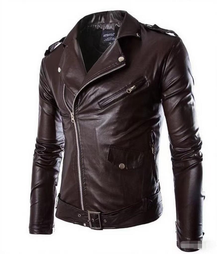 New men's leather jacket trendy men's locomotive leather jacket new large size men's color