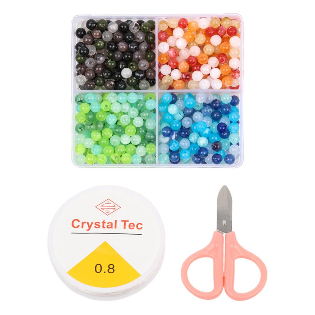 4 Grid Box Mixed Color 6mm 440pcs Acrylic Bead Jewelry Making Kit, Handmade DIY Bracelet Necklace Gift Making