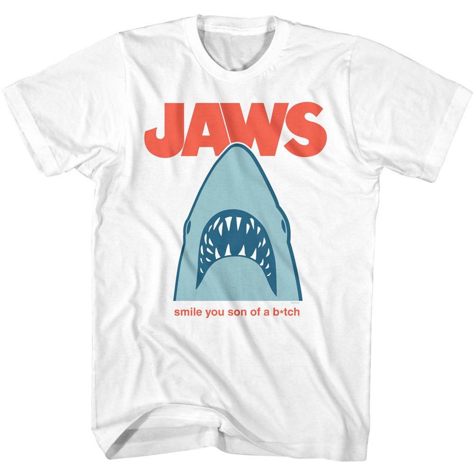 Jaws Minimal Smile S.O.B. White Adult T-Shirt 2XL