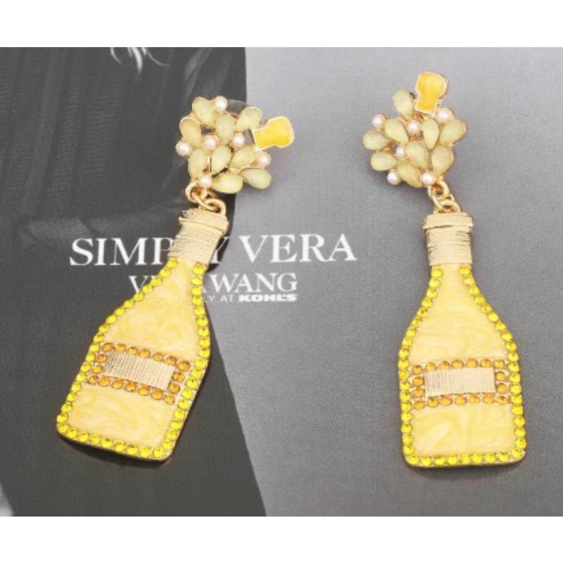 European and American Cross-border Jewelry Fashion Creative Women's Earrings Personalized Design Geometric Drip Oil Inlaid Pearl Wine Bottle Earrings