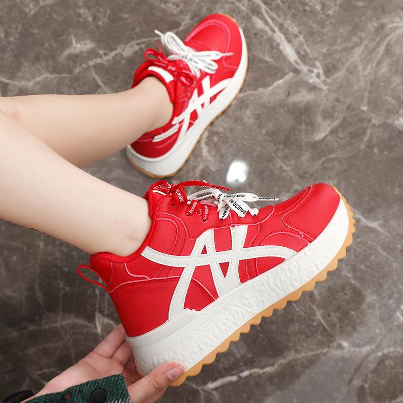 0 color matching women's new versatile mid-top sports shoes jogging shoes pair of shoelaces