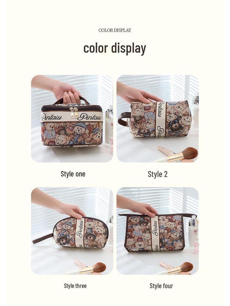 Cute Bear Portable Makeup Bag - Travel Toiletry & Cosmetics Organizer
