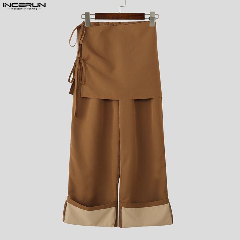INCERUN Men Zip-up Wrap Waist Casual Loose Thin Baggy Trousers Pants