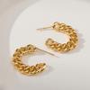 K Gold Plated Hollow Twisted C Shape Fashion Stud Earrings For Women