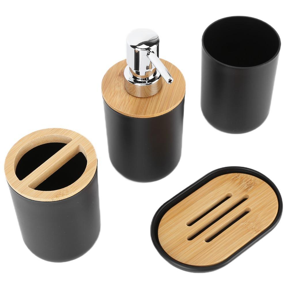 

Black White Gray Toothbrush Cup Set 4-Piece Bathroom Supplies Set Bathroom Accessory Set Gift чёрный