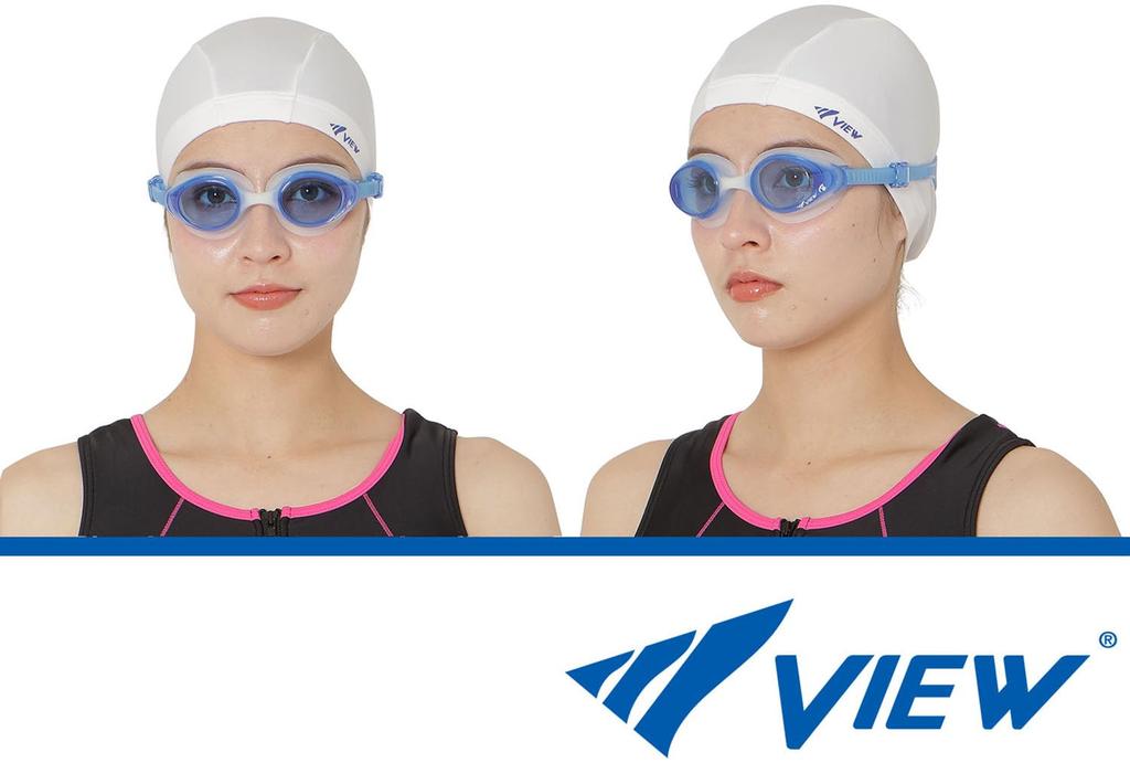 View Swimming Made In with a Natural Fit and 3D Face and Function with a System Women's Goggles, Japan, Pads, Anti-Fog Rub-On (V830YSA BL).